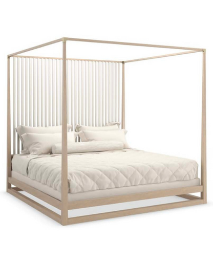 Pinstripe Queen Bed - Champagne Gold