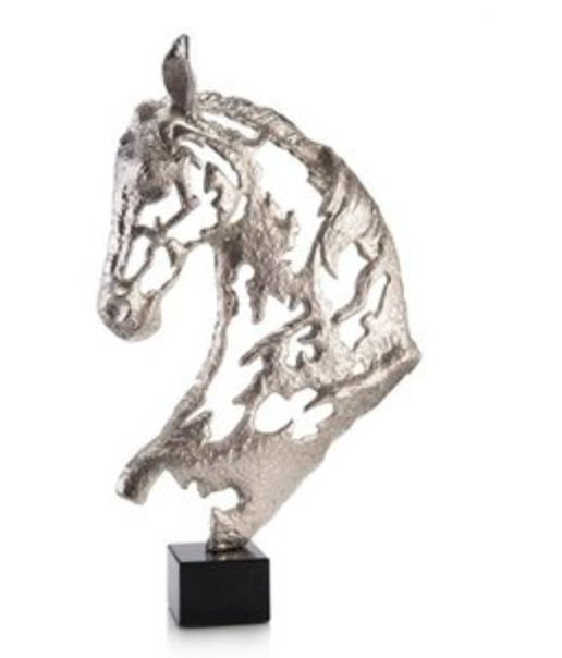 Nickel Horse Head Sculpture - Silver