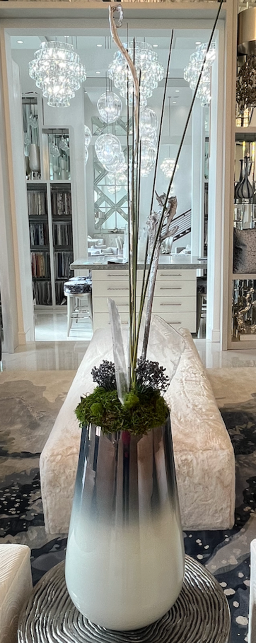 Two Tone Chrome Vase Floral